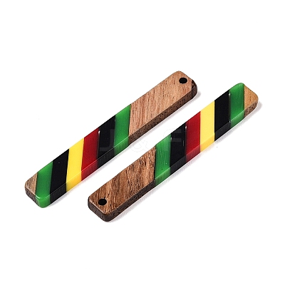 Jamaican Colour Epoxy Resin & Walnut Wood Pendants RESI-N039-122D-1