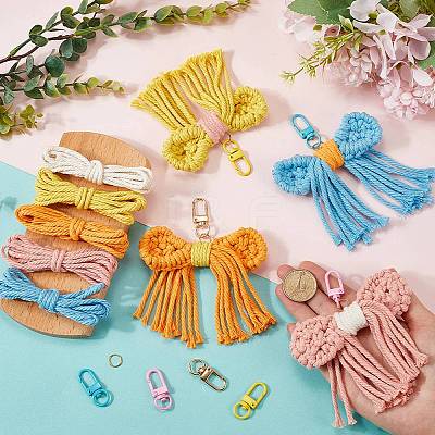 DIY Handmade Woven Cotton Bowknot Keychain Making Kits DIY-SC0028-14-1