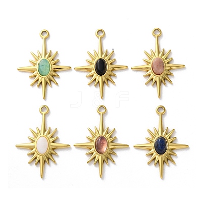 Natural Mixed Stone Oval Pendants STAS-Z099-13G-1