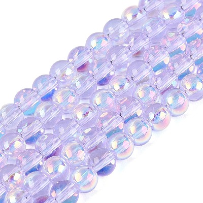 Electroplate Transparent Glass Beads Strands EGLA-Q132-4MM-A03-1