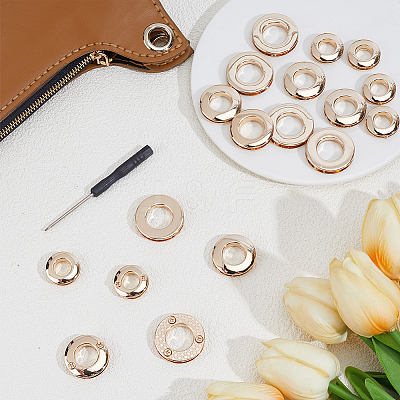 18Pcs 3 Styles Alloy Grommet Eyelet Findings FIND-CL0002-21KCG-1