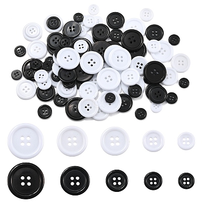 100Pcs 10 Styles Resin Buttons RESI-YW0003-14-1