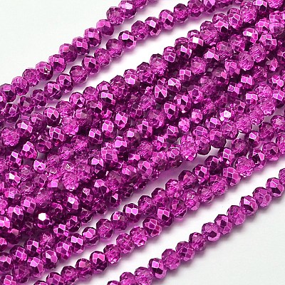 Faceted Rondelle Transparent Painted Glass Beads Strands DGLA-J001-C06-1
