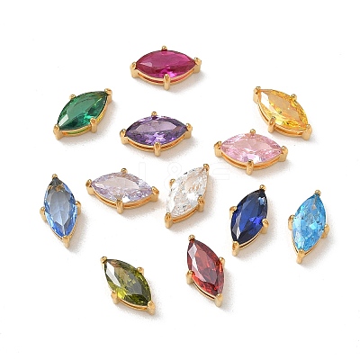 304 Stainless Steel Pave Cubic Zirconia Charms CU-CBABCF3-02G-1