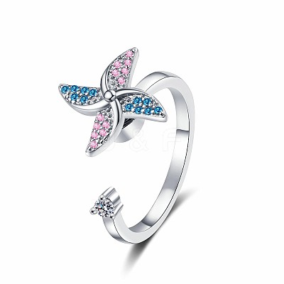 Windmill Rotating Ring with Rhinestones PW-WGBA00F-01-1