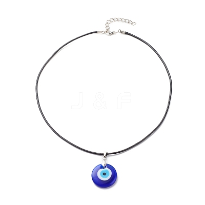 3Pcs 3 Size Lampwork Evil Eye Pendant Necklaces Set with Waxed Cords for Women NJEW-JN03954-1