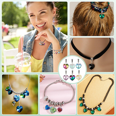 30Pcs 6 Colors Electroplated Glass European Dangle Charms PALLOY-PH01830-1