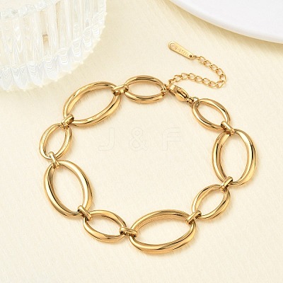 304 Stainless Steel Oval Link Chain Bracelets for Women BJEW-A169-04G-1