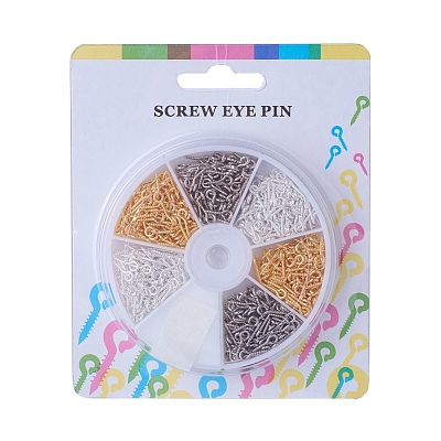 1 Box Three Colors Iron Screw Eye Pin Peg Bails IFIN-JP0001-02-1
