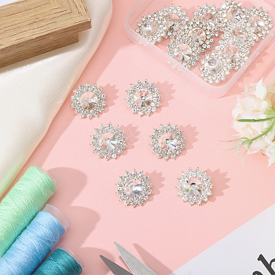 16Pcs Alloy Rhinestone Shank Buttons BUTT-MA0001-07-1