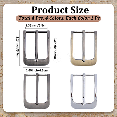 4Pcs 4 Colors Alloy Single Prong Roller Buckles FIND-CL0002-12-1