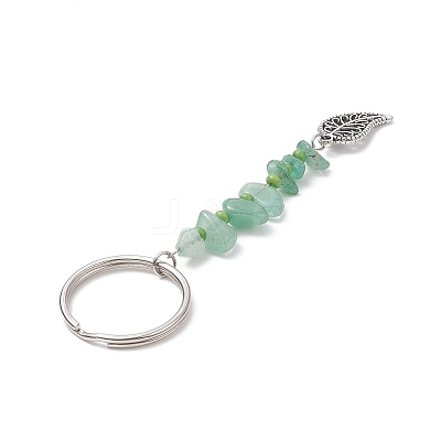 Chakra Gemstone Chip Keychains with Glass Seed Beads KEYC-JKC00473-1