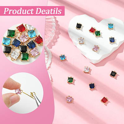 14Pcs 7 Colors Brass Micro Pave Cubic Zirconia Pendants KK-SC0006-65-1