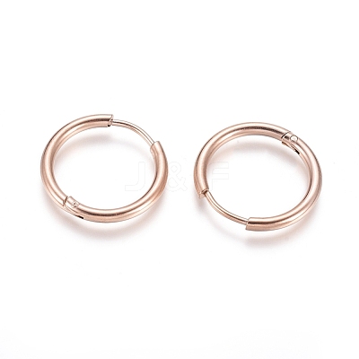Ion Plating(IP) 304 Stainless Steel Huggie Hoop Earrings EJEW-F111-18mm-RG-1