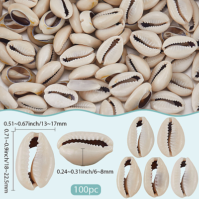100Pcs Natural Cowrie Shell Beads BSHE-LT0001-08-1