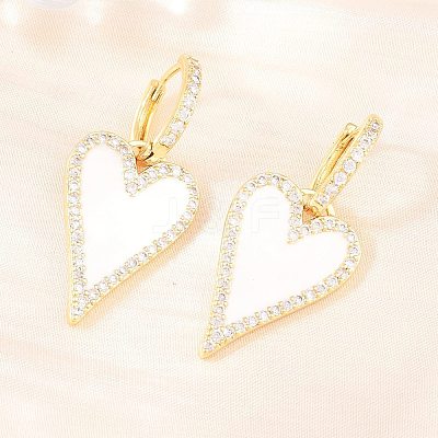 Valentine's Day Heart Brass Micro Pave Clear Cubic Zirconia Hoop Earrings EJEW-Z164-10G-03-1