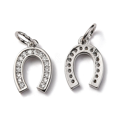 CZ Brass Micro Pave Cubic Zirconia Horse Shoe Charms ZIRC-L018-13P-1