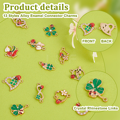 52Pcs 13 Styles Alloy Enamel Connector Charms FIND-PH0021-34-1