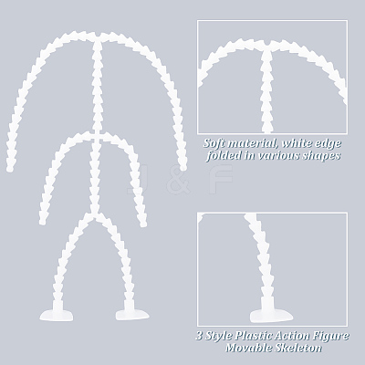 3Pcs 3 Styles Plastic Action Figure Movable Skeleton DIY-GO0001-06-1