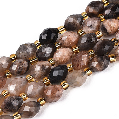 Natural Black Sunstone Beads Strands G-N342-35-8x6-08-1