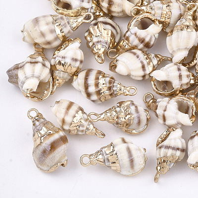 Electroplate Spiral Shell Pendants X-SSHEL-S262-20-1