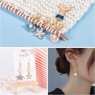 10 Pcs 10 Style Ocean Themed Alloy Enamel Pendants Decorations HJEW-NB0001-44-1