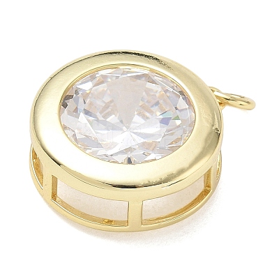 Brass Pave Clear Cubic Zirconia Pendants KK-CBA56EF-36B-G-1