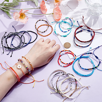 24Pcs 1Bag Cord Braided Bracelets & Glass Seed Beads Braided Bead Bracelets BJEW-UN0002-03-1