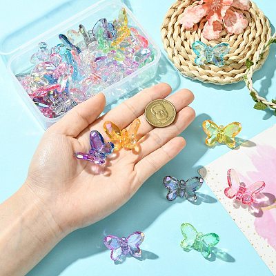 36Pcs 12 Styles Electroplate Transparent Acrylic Beads PACR-CJ0001-42-1