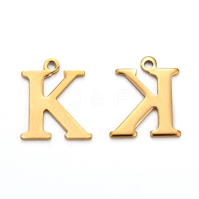 Ion Plating(IP) 304 Stainless Steel Alphabet Charms STAS-H122-K-G-1