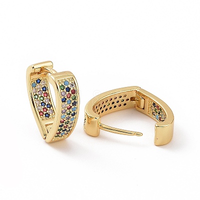 Colorful Cubic Zirconia Teardrop Hoop Earrings EJEW-F304-06G-1