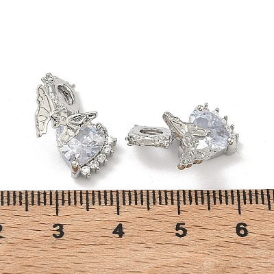 Brass Pave Clear Cubic Zirconia Pendants KK-D228-13P-1