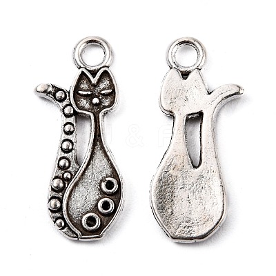 Tibetan Style Alloy Kitten Pendant Settings for Enamel X-PALLOY-A15359-AS-NF-1
