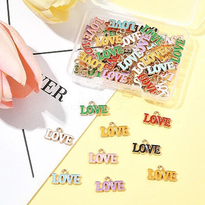 48Pcs 8 Colors Valentine's Day Theme Alloy Enamel Pendants ENAM-FS0002-51-1