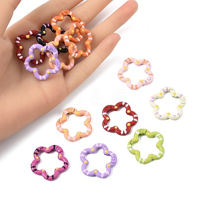14Pcs Spray Painted Alloy Spring Gate Rings FIND-FS0004-57-1