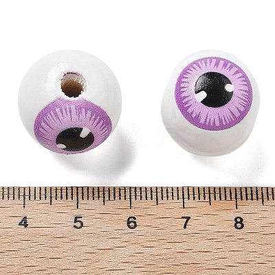 Printed Schima Wood European Beads WOOD-G023-01A-1