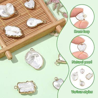 2Pcs Baroque Natural Keshi Pearl Pendants PEAR-YW0001-11-1