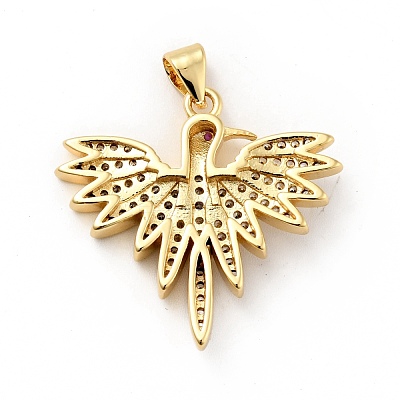 Rack Plating Brass Micro Pave Clear Cubic Zirconia Pendants ZIRC-F129-45G-1