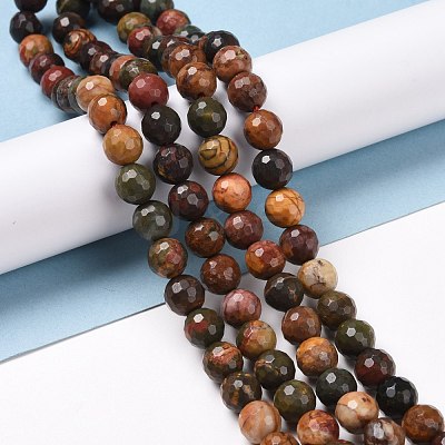 Natural Polychrome Jasper/Picasso Stone/Picasso Jasper Beads Strands G-E571-25B-1
