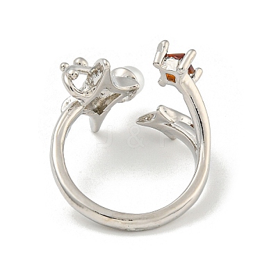 Star Zinc Alloy Rhinestone Open Cuff Ring LS-RJEW-Z048-02P-01-1