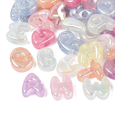 Luminous UV Plating Transparent Acrylic European Beads OACR-Q204-24-1