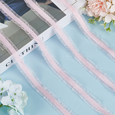 10 Yards Polyester Pleated Lace Trim OCOR-WH0080-93C-1
