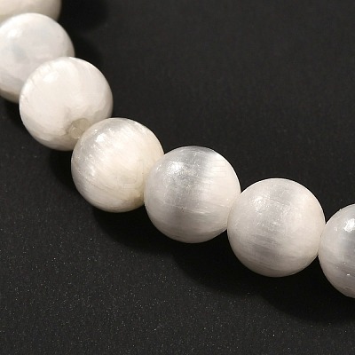 Natural Selenite Beads Stretch Bracelets BJEW-JB06620-01-1