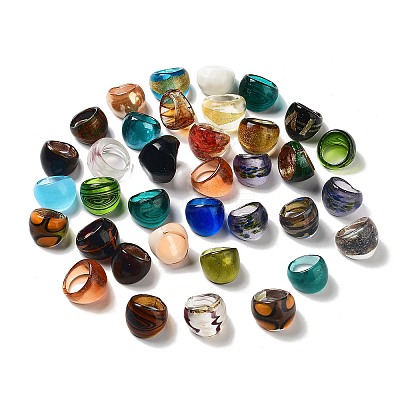 Mixed Handmade Lampwork Wide Band Rings RJEW-X0005-B-1
