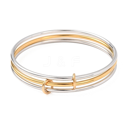 Two Tone 304 Stainless Steel Multi-strand Bangles BJEW-K271-02GP-1