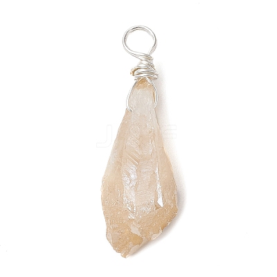 Electroplated Natural Quartz Crystal Dyed Pendants PALLOY-JF02324-01-1