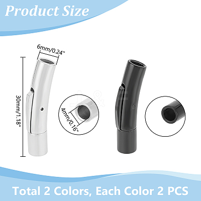 4Pcs 2 Colors Column 304 Stainless Steel Bayonet Necklace Clasps with Push Button STAS-UN0052-63-1
