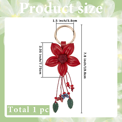 Leather and Alloy Keychain HJEW-WH20022-04A-03-1