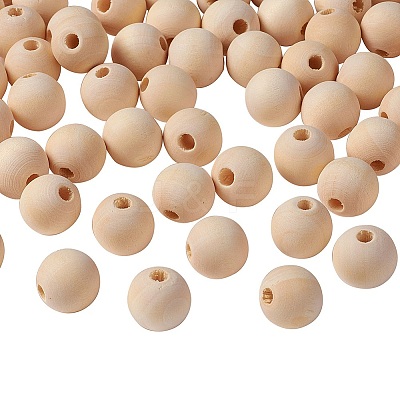 Natural Unfinished Wood Beads WOOD-S651-16mm-LF-1