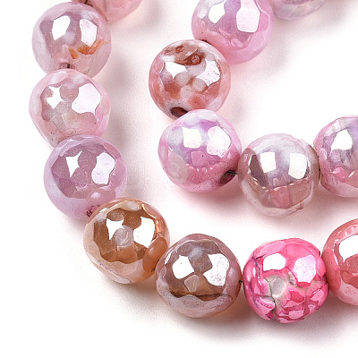Electroplate Natural Agate Beads Strands G-T131-54K-1